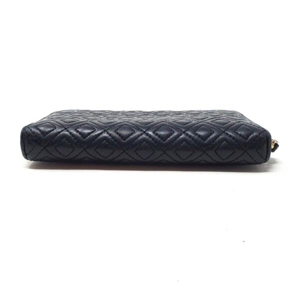 Tory Burch Alexa Zip Around Continental Leather Wallet Geometric Quilted Black - Picture 5 of 8